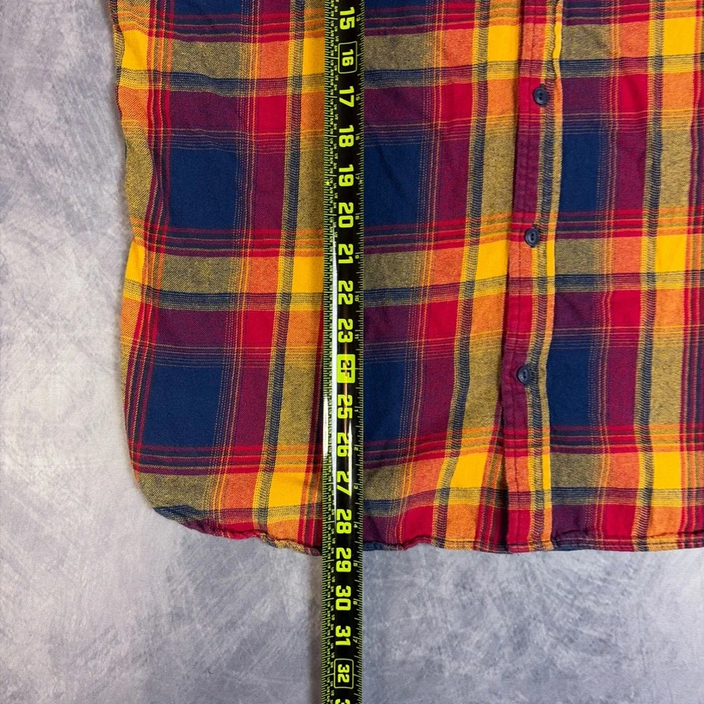 Levi's Flannel Shirt Mens XXL Red Yellow Blue Plaid Western Cotton Button Down